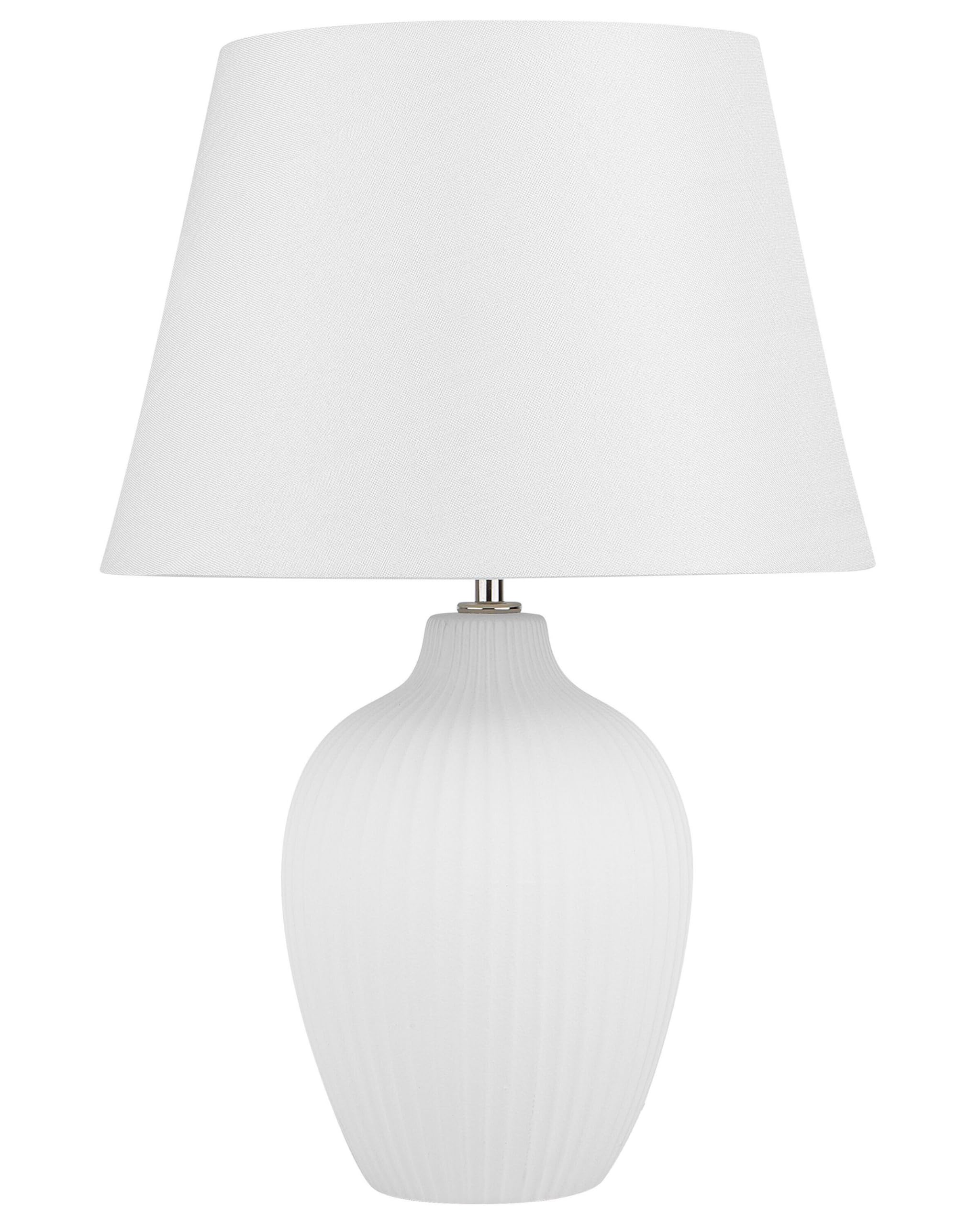beliani-fergus-tischlampe-wei-leinenschirm-keramik-e27 image 1