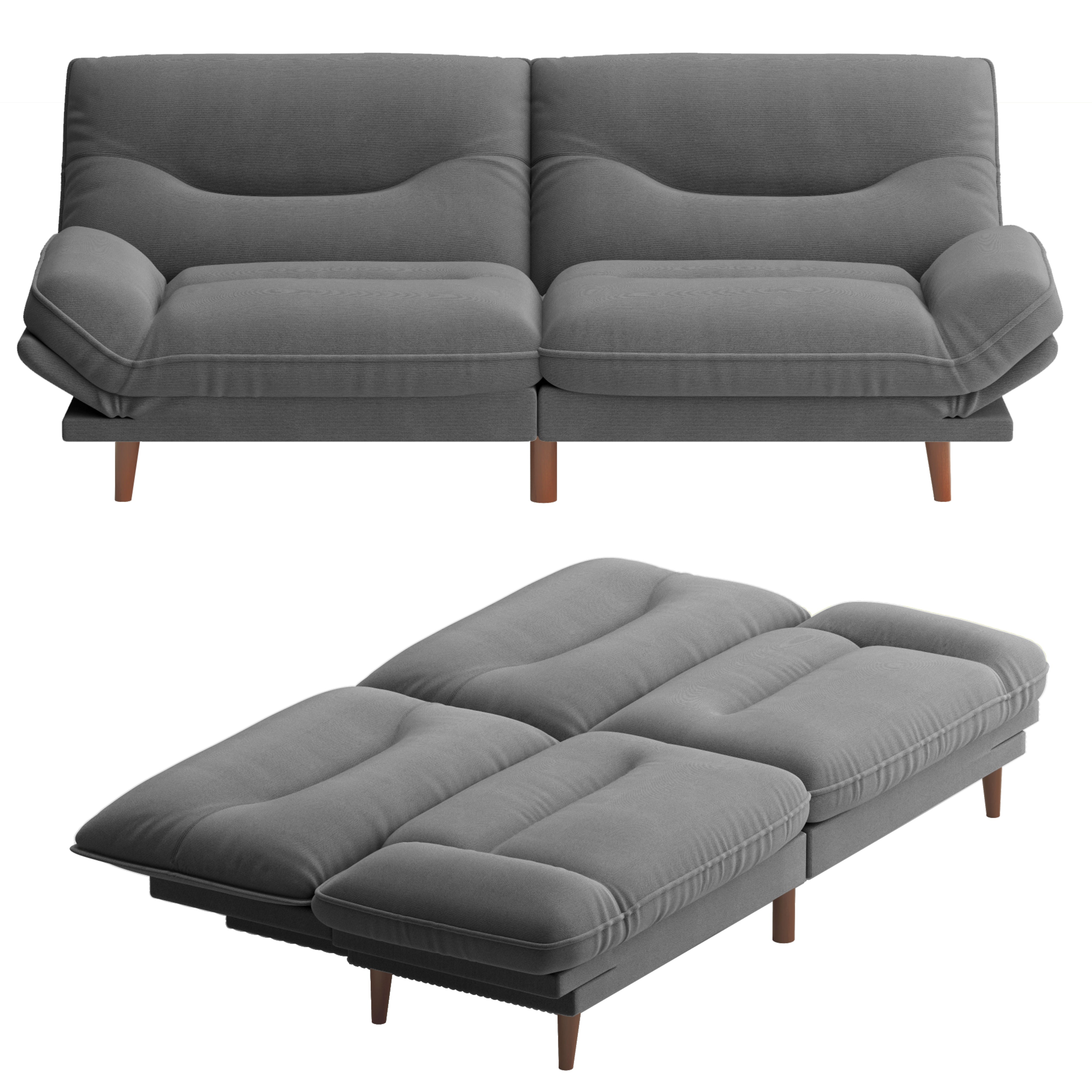 homall-sofa-futon-schlafsofa-grau-stoff-verstellbar image 4