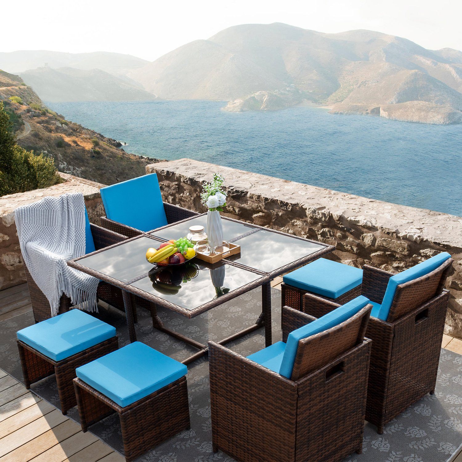 homall-patio-furniture-9-teilige-rattan-sitzgruppe-blau image 4
