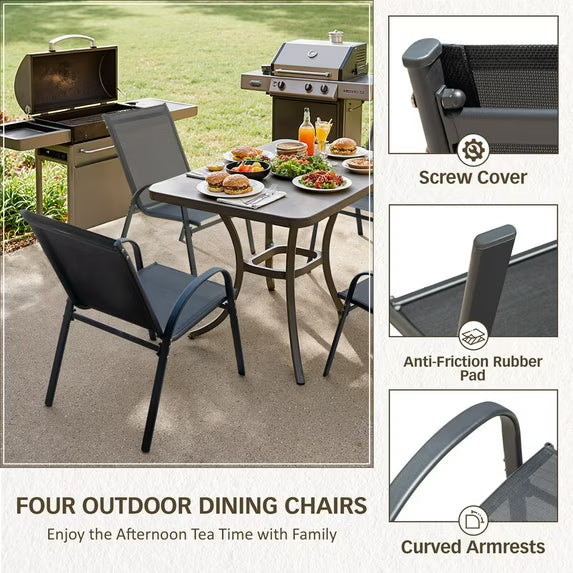 homall-metal-chair-gartensessel-4er-set-teddy-black-textilene image 4