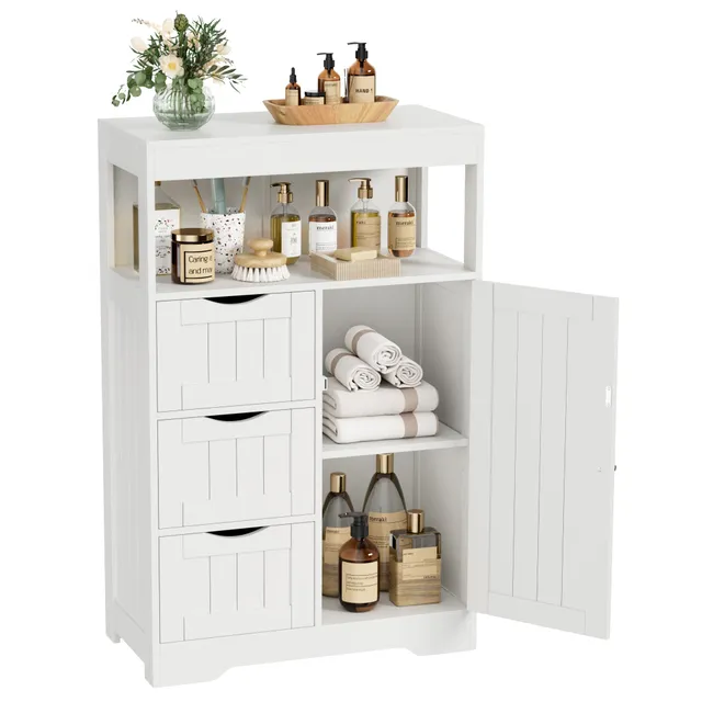 homall-shelf-badezimmerschrank-wei-mit-3-schubladen image 1