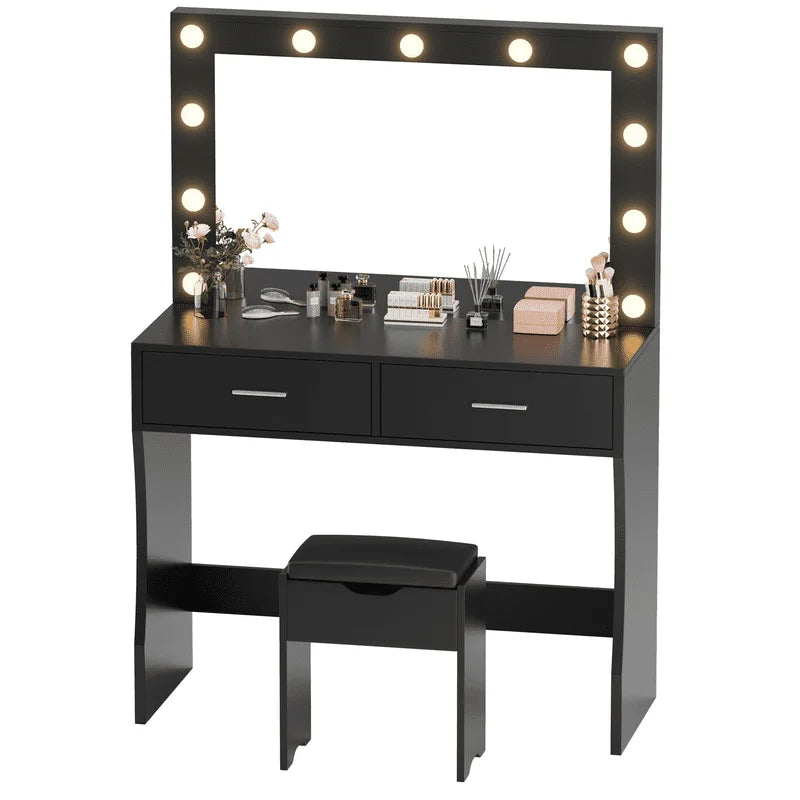 homall-bedroom-schminktisch-wei-mit-spiegel-licht-und-hocker image 7