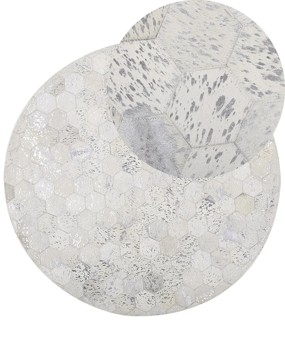 beliani-bozkoy-designer-teppich-leder-rund-140cm-beige-silber image 1