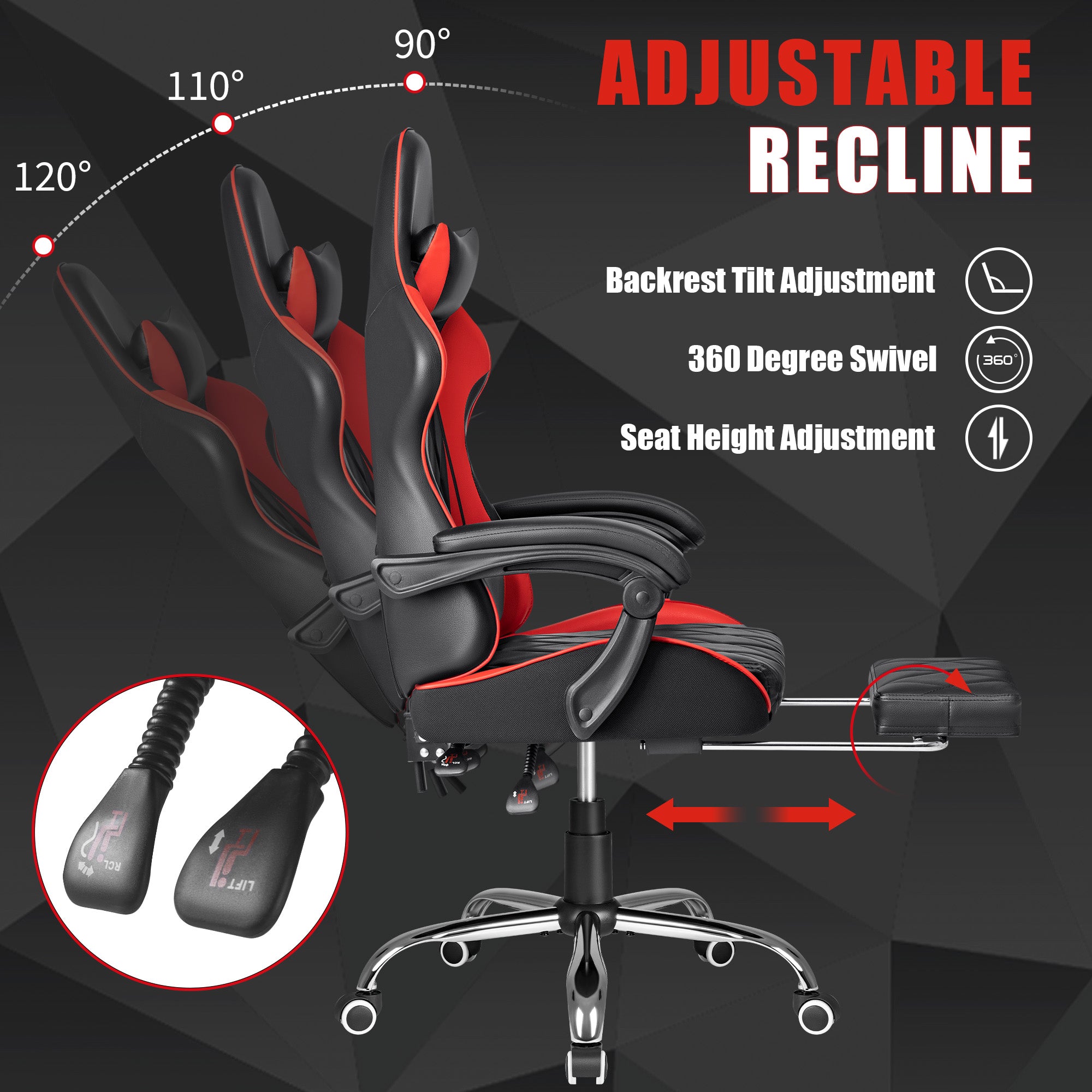 homall-gaming-chair-gamer-stuhl-rot-kunstleder-massage image 6