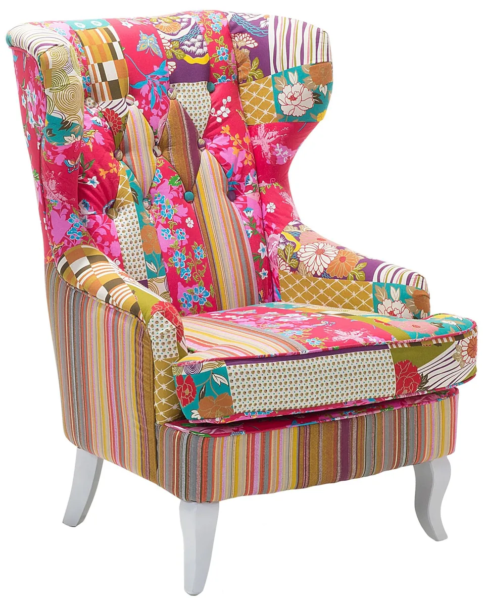 beliani-molde-ohrensessel-patchwork-fuchsia-stoff-holzbeine image 1
