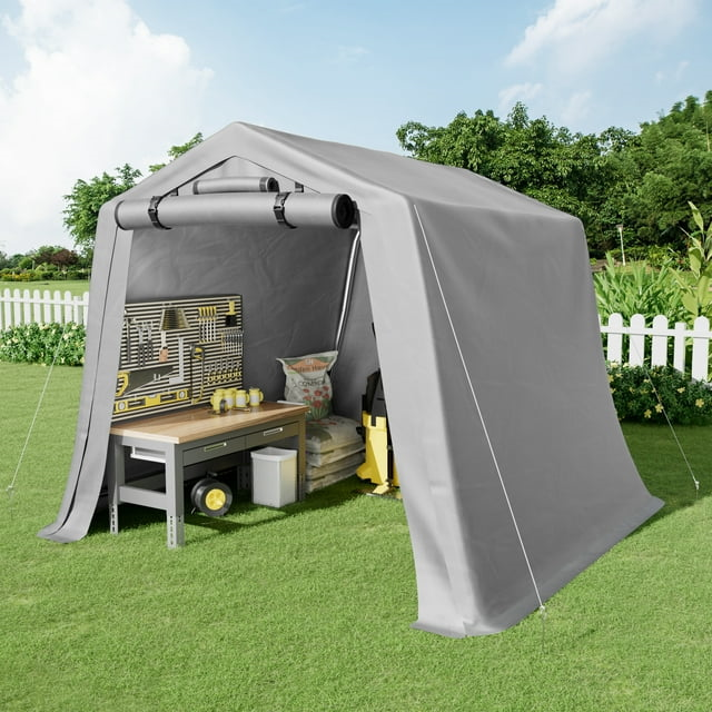 homall-metal-shed-zeltgarage-grau-6x8-wasserdicht-fahrrad-motorrad image 3