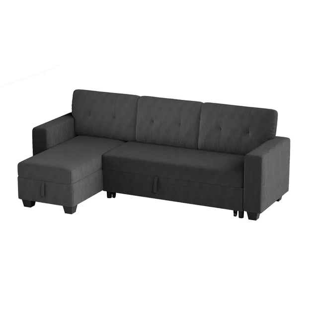 homall-sofa-schlafsofa-3-sitzer-cord-grau-mit-stauraum image 1