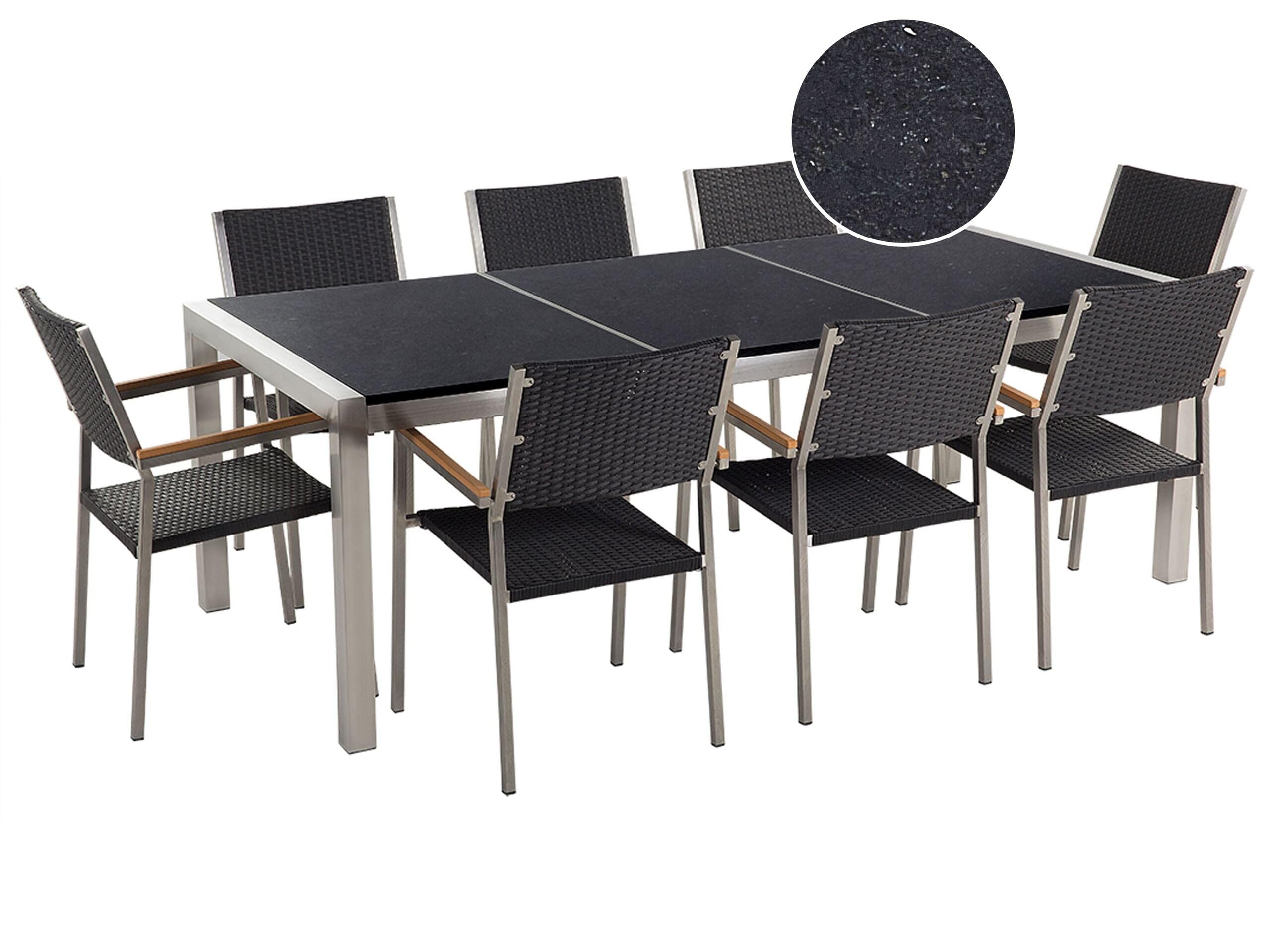beliani-grosseto-gartenset-tisch-3-platten-schwarz-8-st-hle image 1