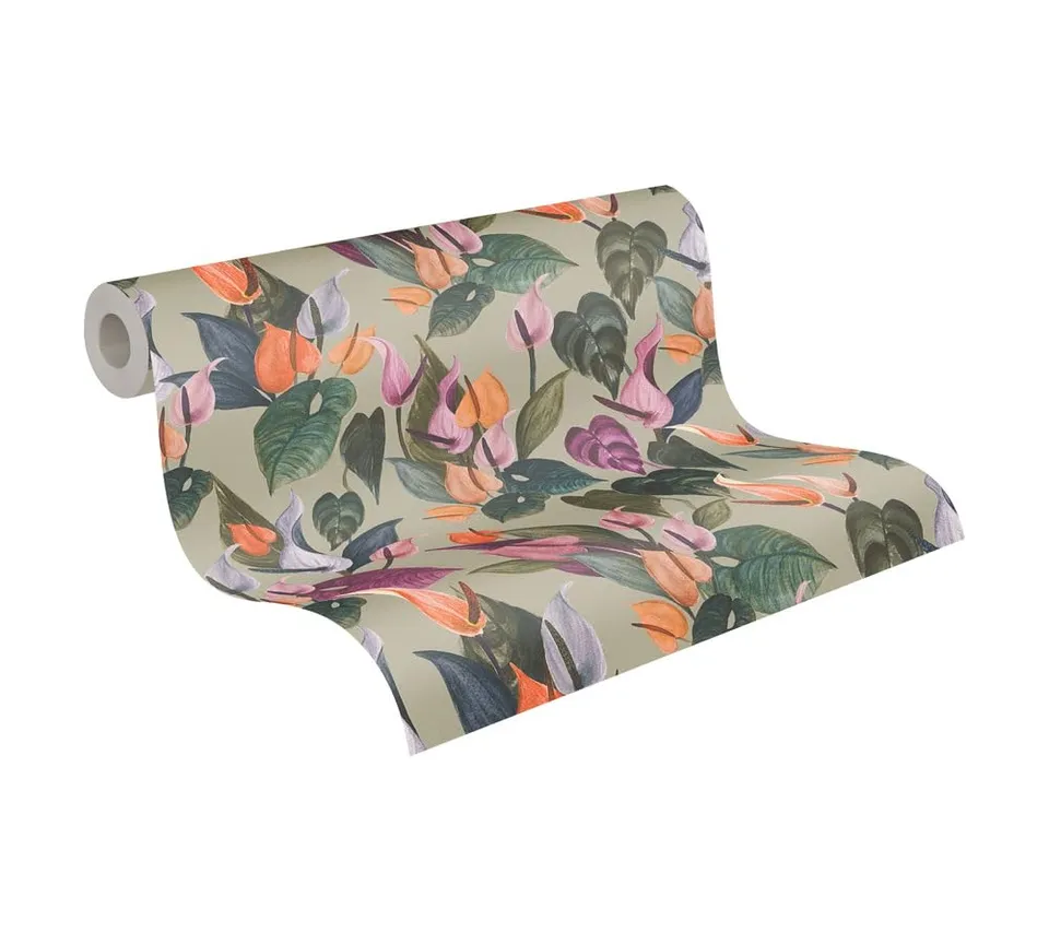 a-s-cr-ation-livingwalls-782102-vliestapete-floral-grau-gr-n image 1