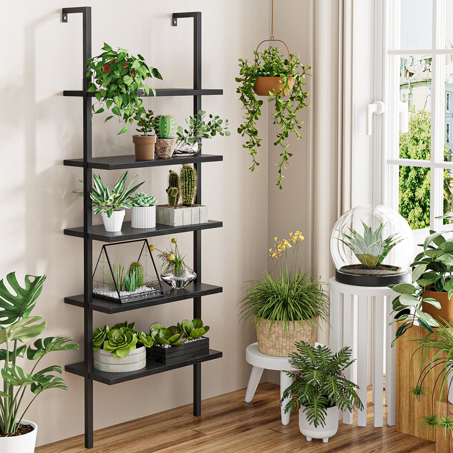 homall-bookcase-b-cherregal-5-ebenen-schwarz-183-cm image 6