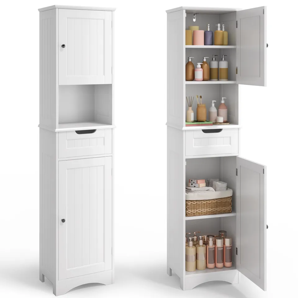 bealife-ap13-badezimmerschrank-schmal-wei-170-cm-mit-schublade image 1