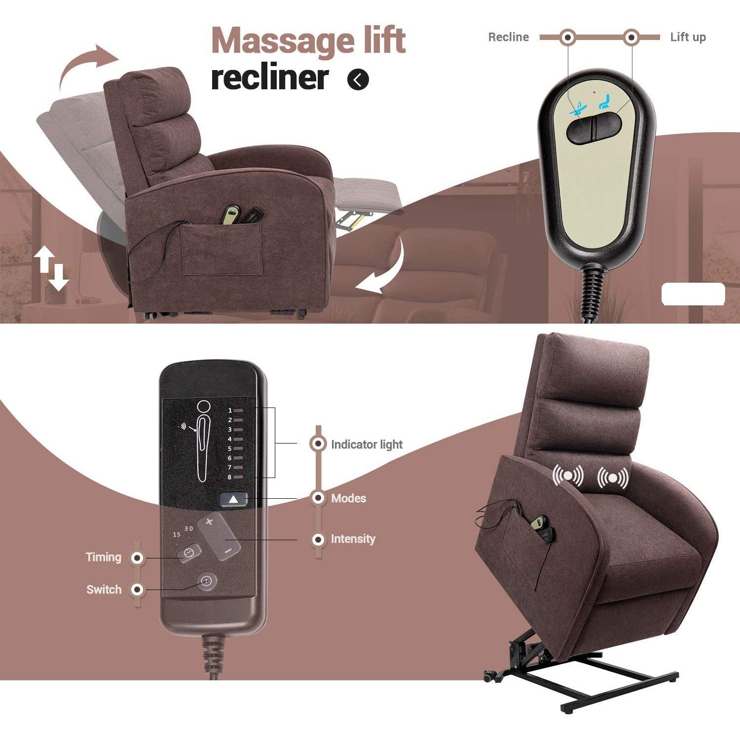 homall-recliner-chair-aufstehsessel-stoff-braun-elektrisch image 2