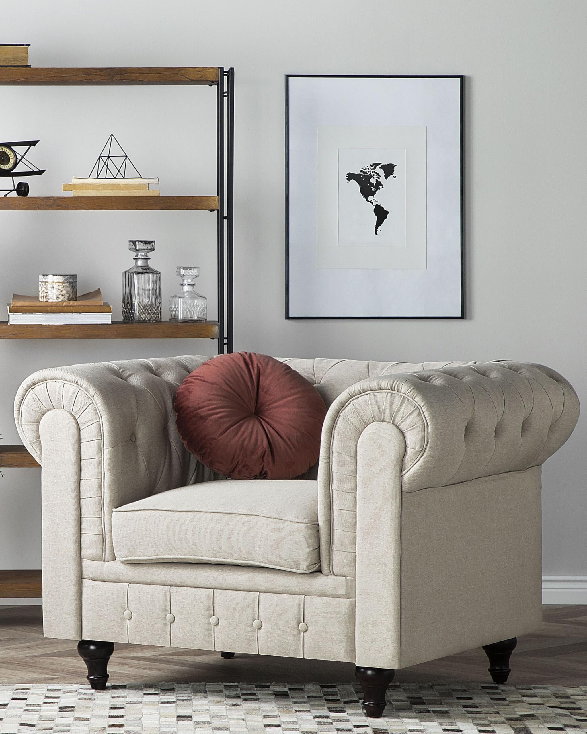 beliani-chesterfield-sessel-stoff-beige-klassisch-gro image 2