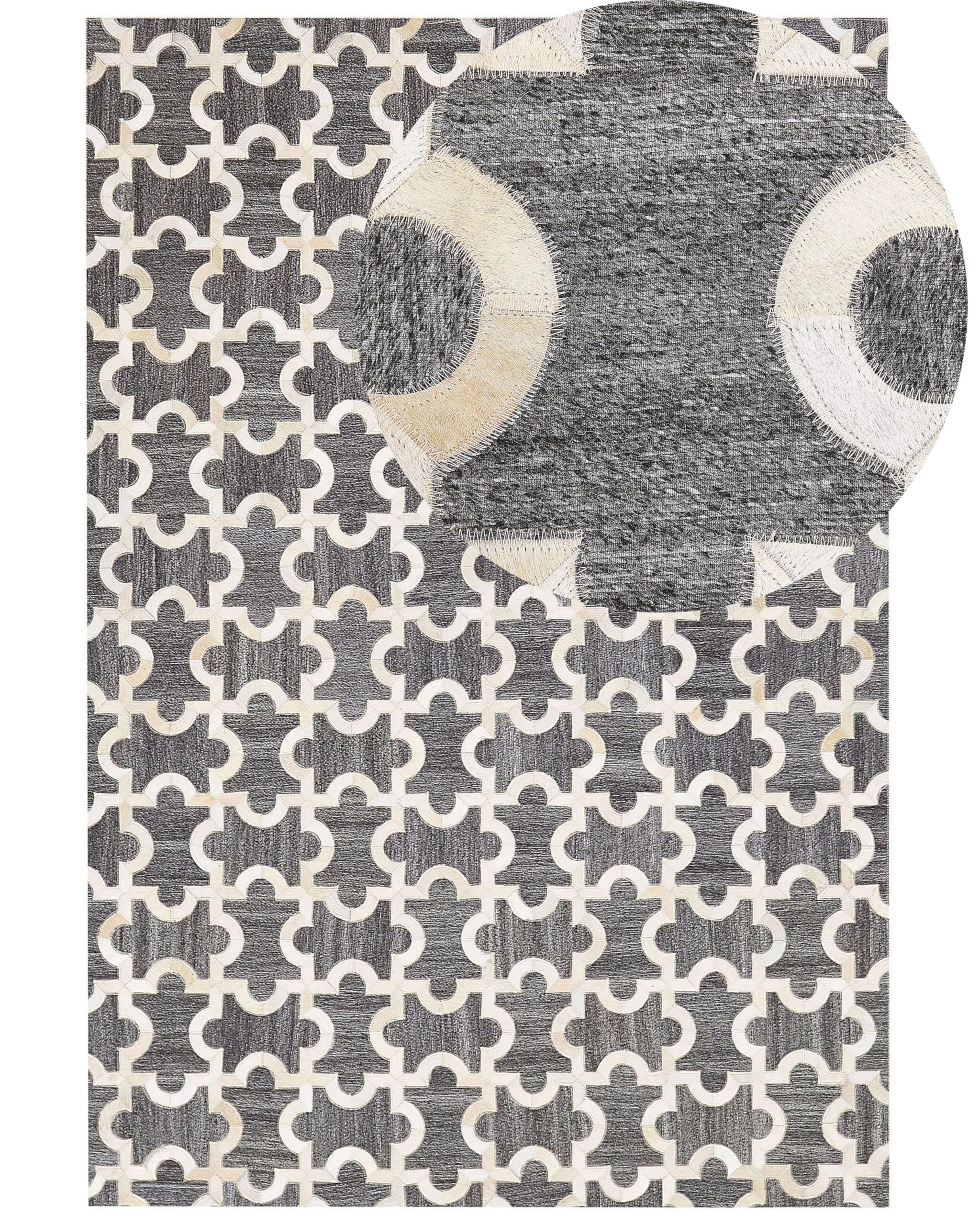 beliani-yedisu-teppich-leder-patchwork-140x200-grau-beige image 1