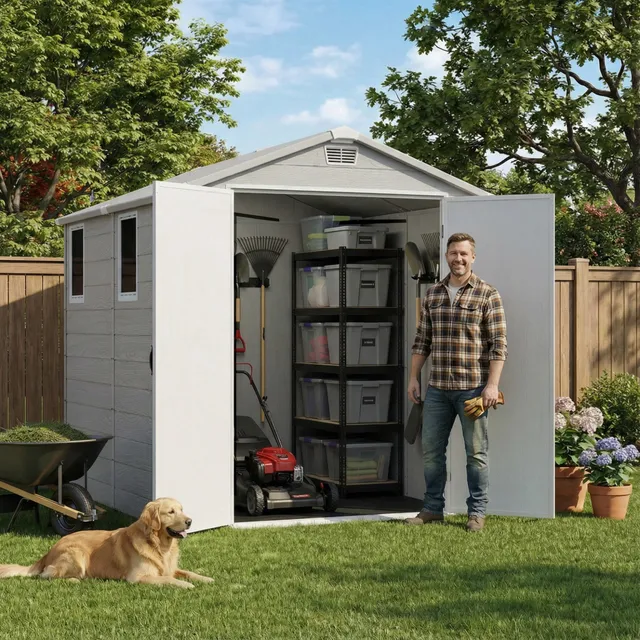 homall-metal-shed-ger-tehaus-6x8ft-hellgrau-fenster image 1