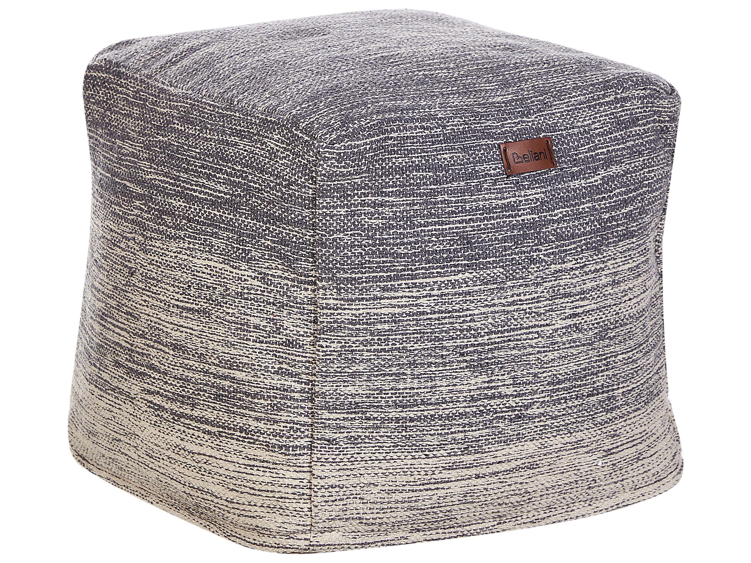beliani-hirri-pouf-baumwolle-hellgrau-40x40-gestreift image 1