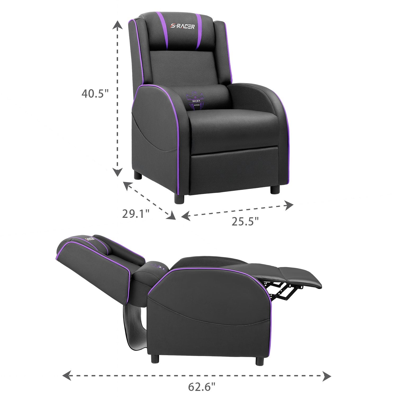 homall-gaming-recliner-gaming-sessel-blau-aus-kunstleder image 8