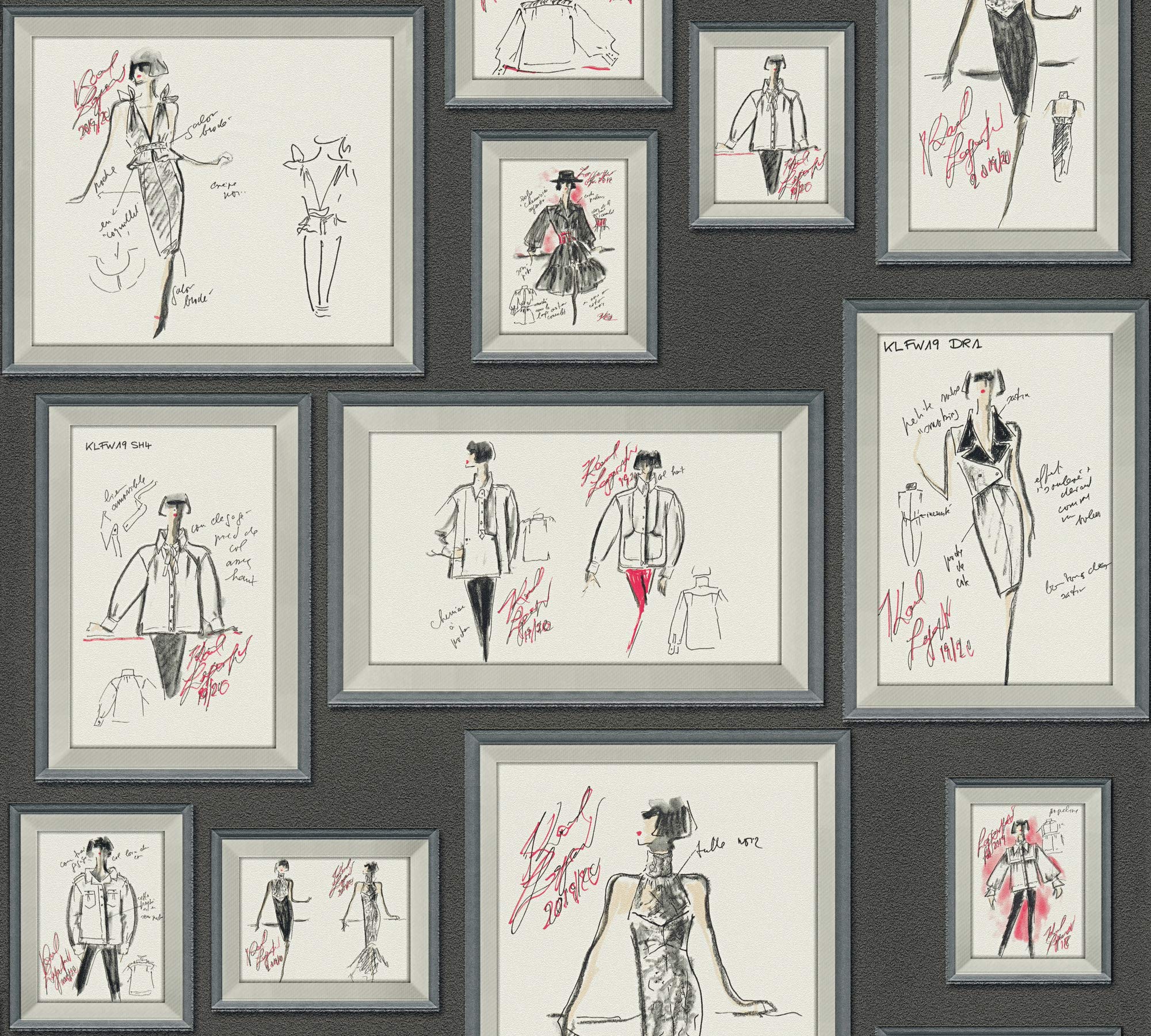 architects-paper-karl-lagerfeld-378461-vliestapete-grau-sketch image 2