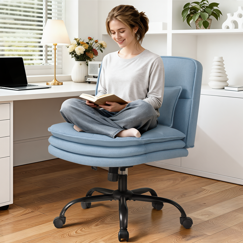 homall-bedroom-b-rostuhl-beige-stoff-h-henverstellbar-ohne-lehnen image 3