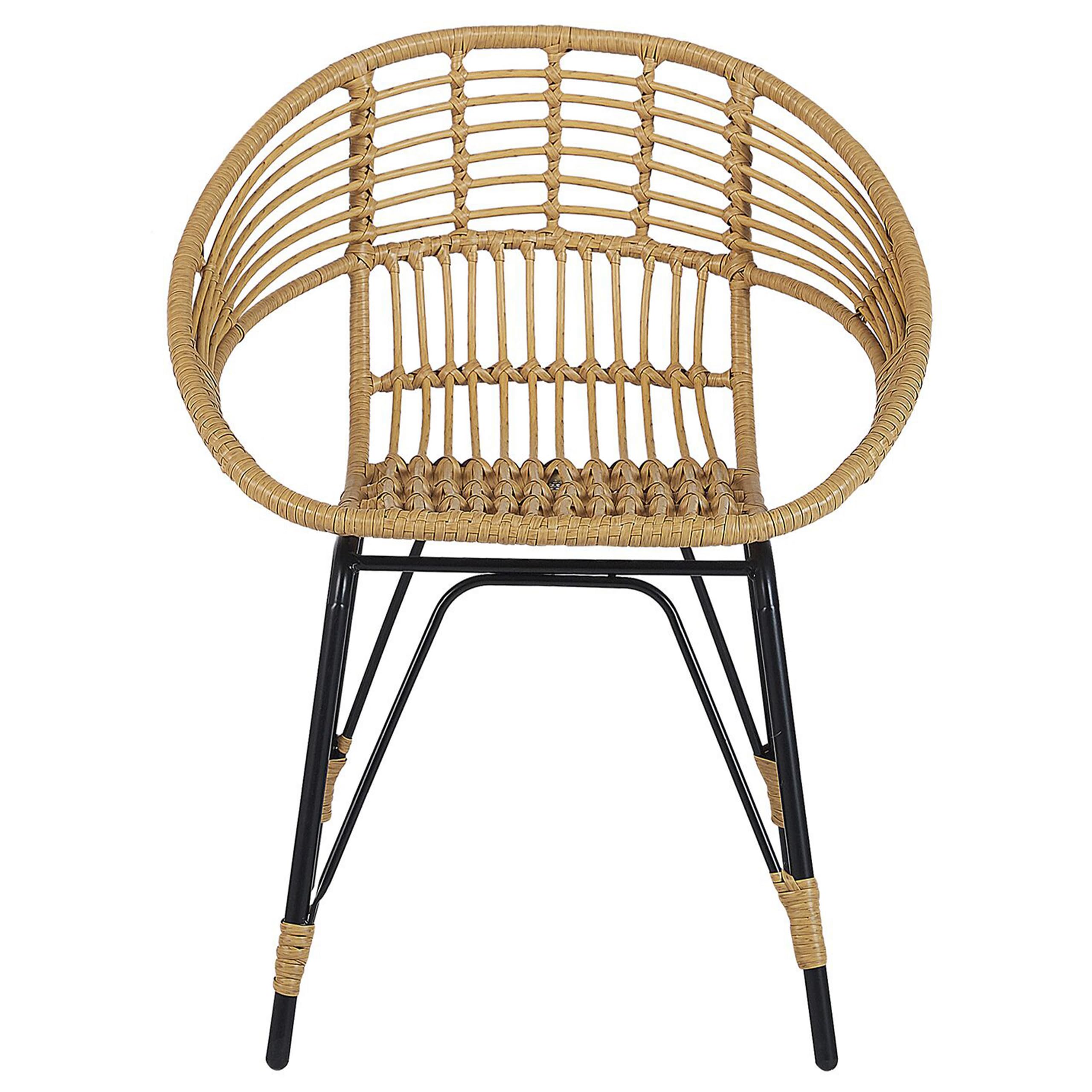 beliani-pellaro-balkonset-2-rattansessel-tisch-hellbraun-schwarz image 4