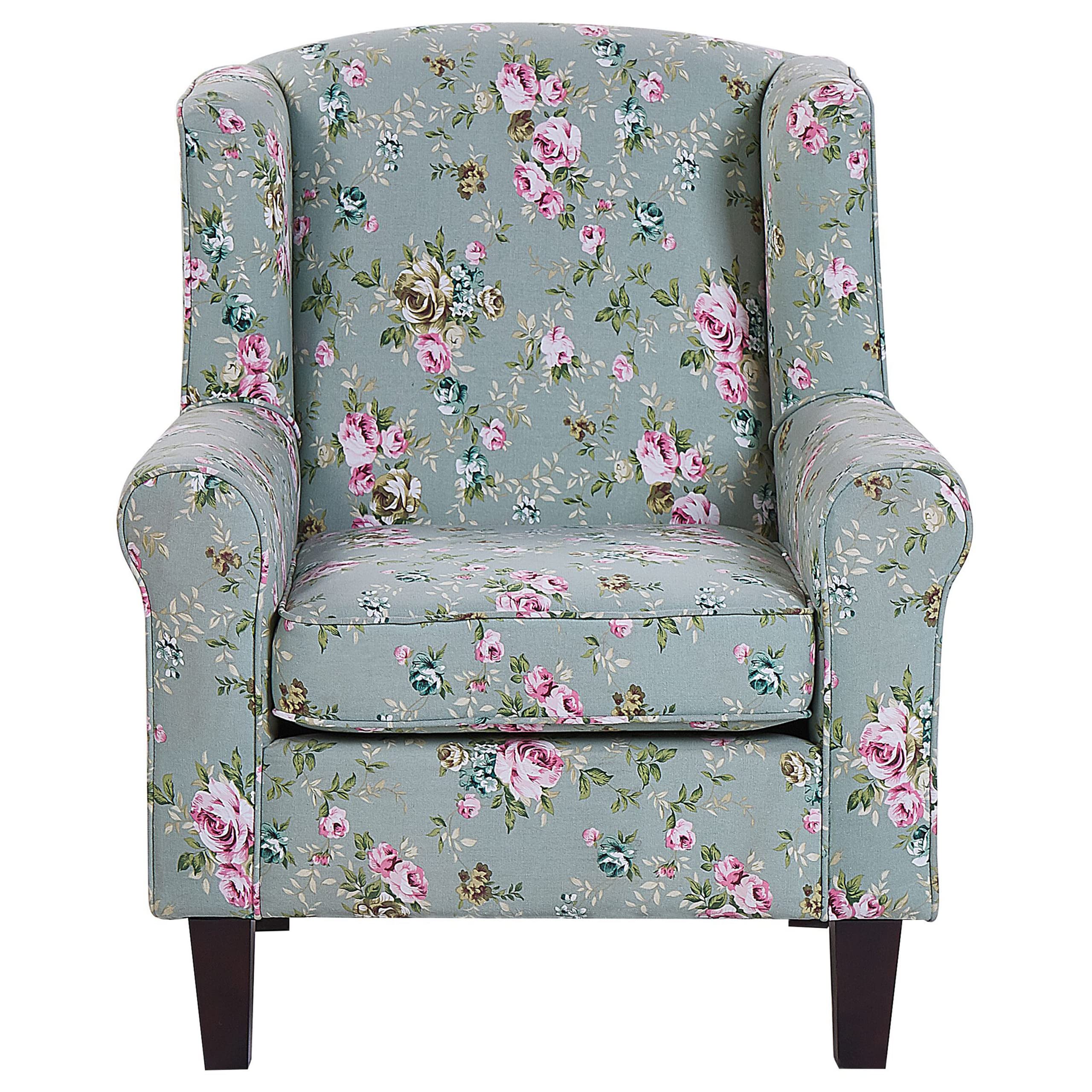 beliani-hamar-sessel-mit-fu-hocker-gr-n-blumenmuster-kissen image 4