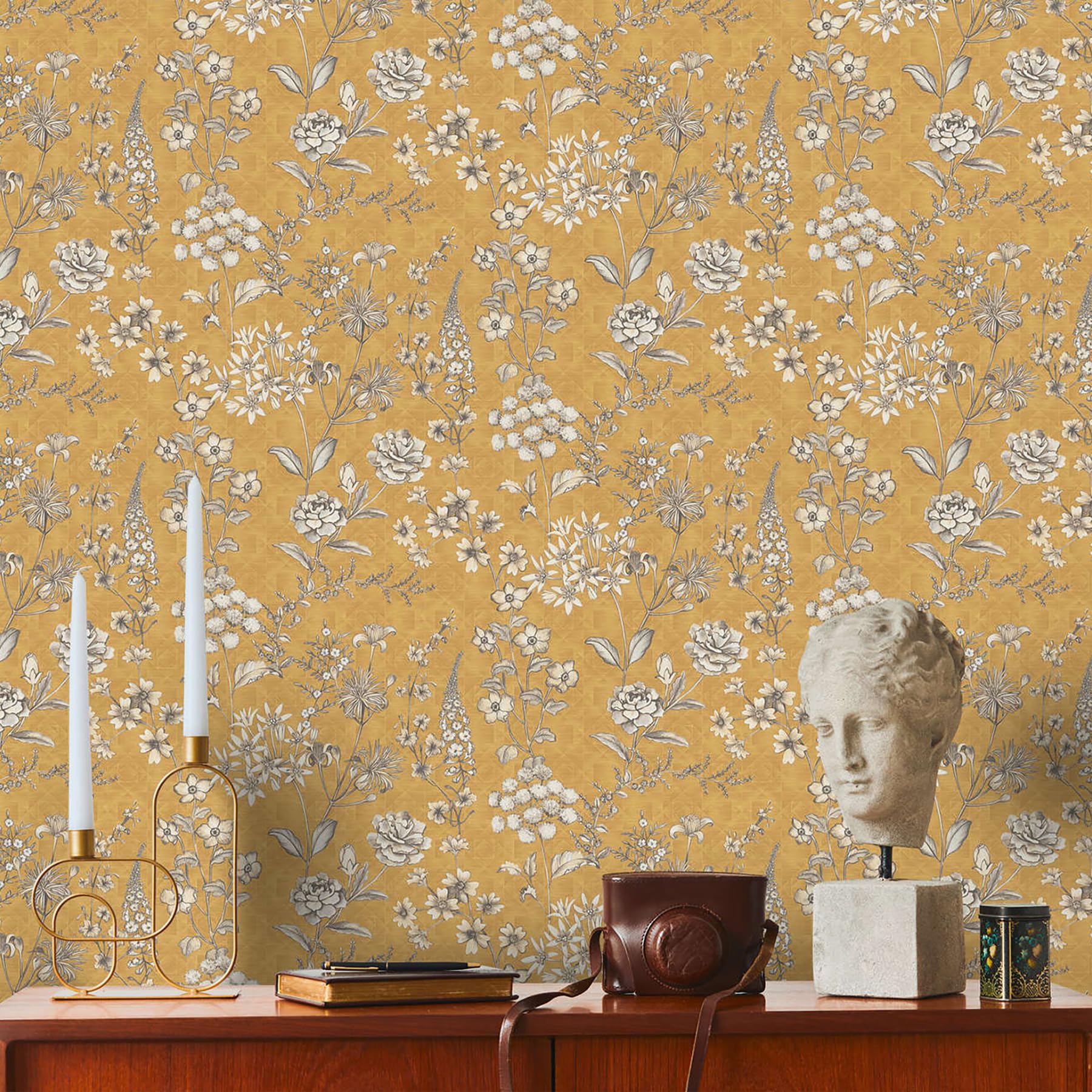 livingwalls-travel-styles-tapete-gelb-wei-floral-10-05m image 1
