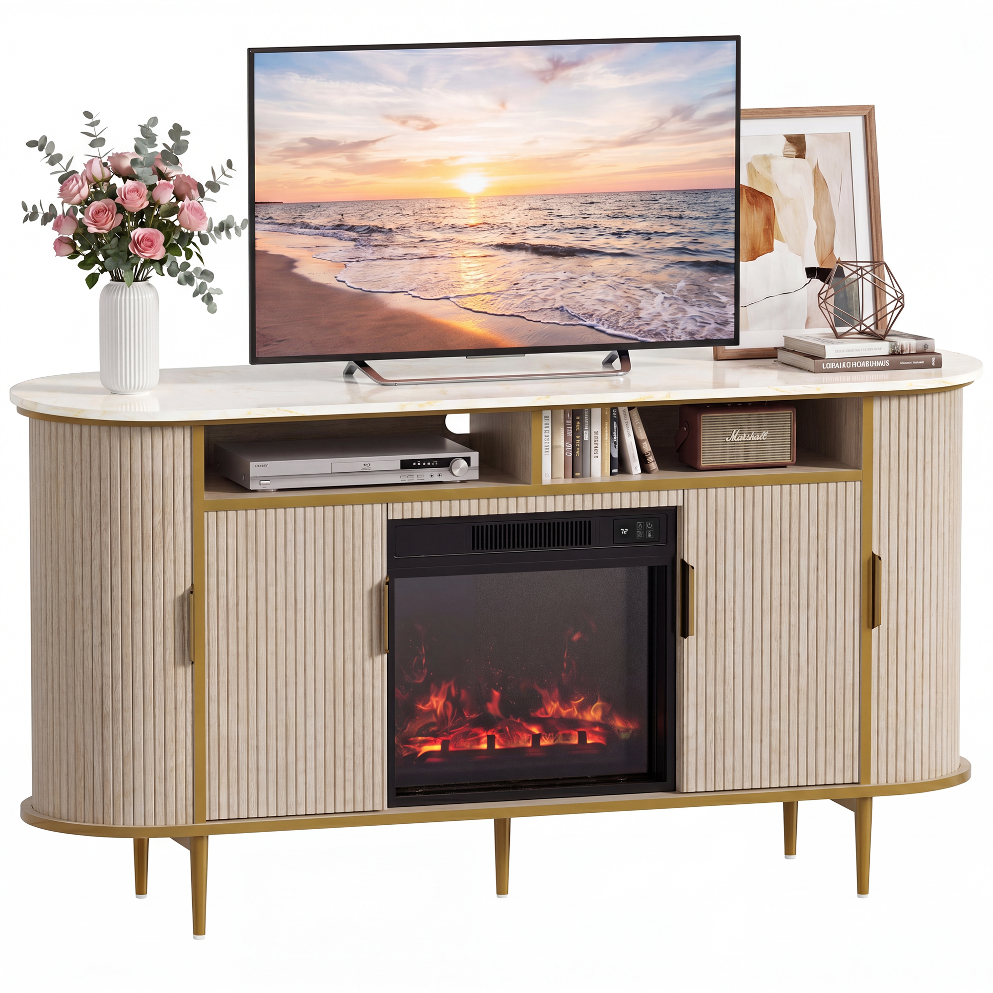 homall-tv-stand-68-lowboard-elektrokamin-wei image 5