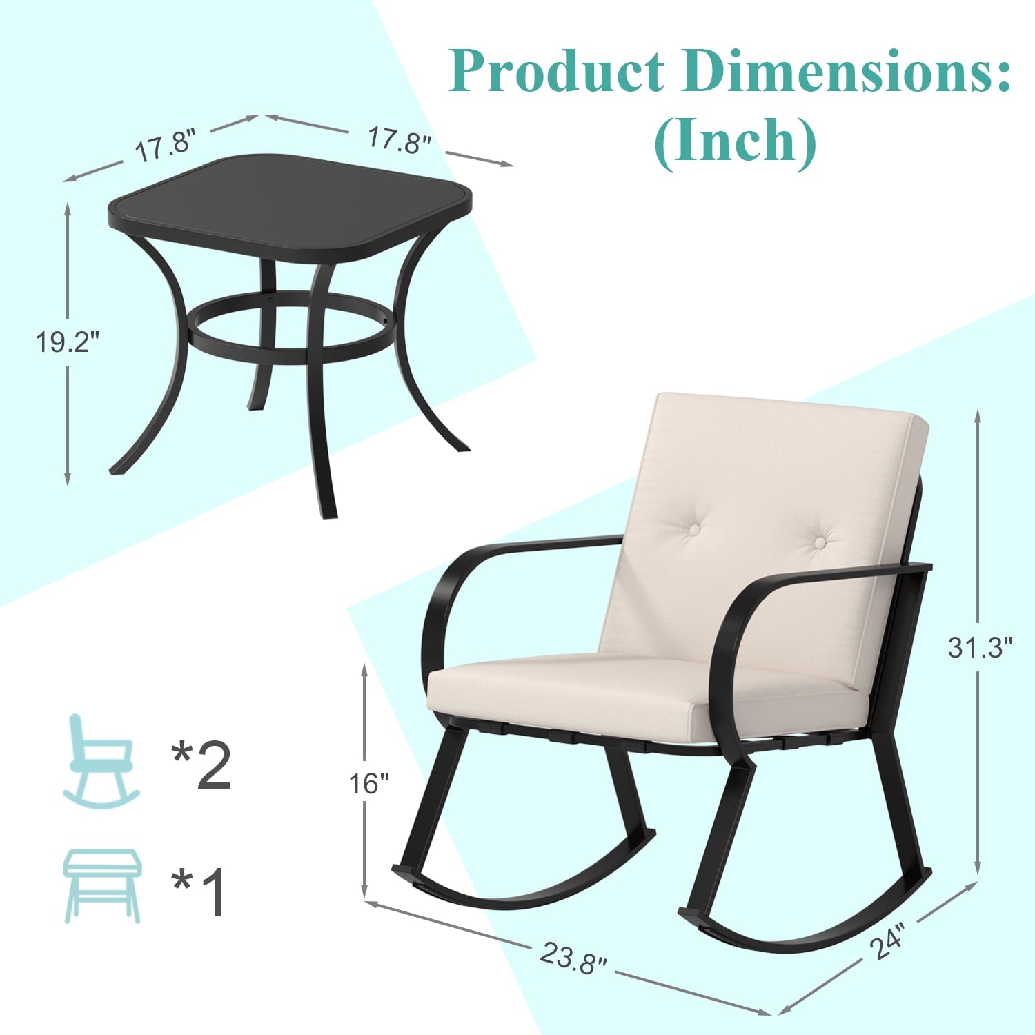 homall-patio-3-tlg-bistro-set-schaukelst-hle-beige image 6