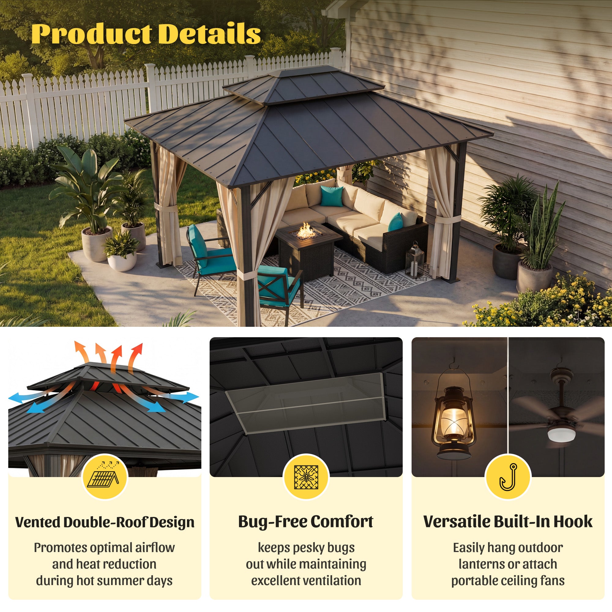 homall-patio-furniture-gartenpavillon-alu-3x3-6m-doppeldach image 7