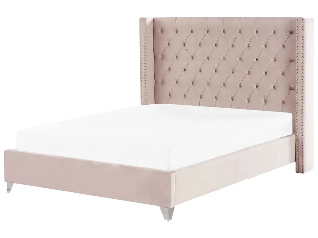beliani-lubbon-polsterbett-180x200-rosa-samt-chesterfield image 1