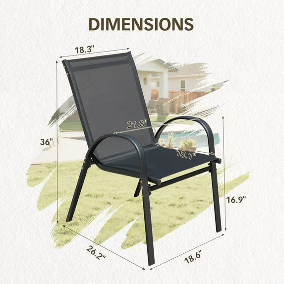 homall-metal-chair-gartensessel-4er-set-teddy-black-textilene image 6