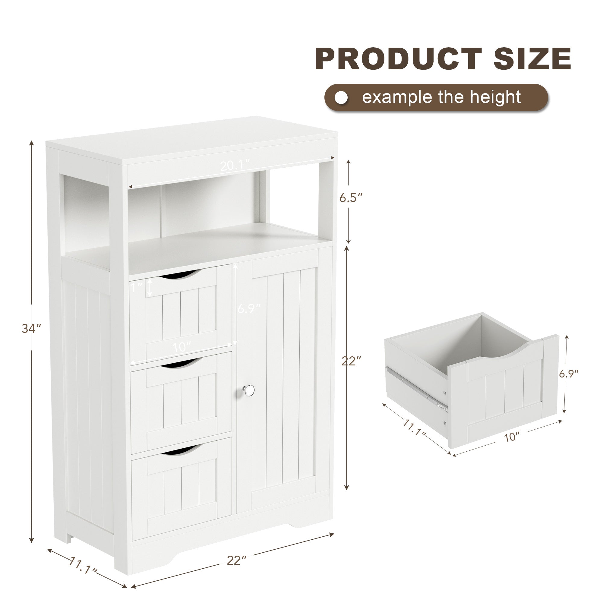 homall-shelf-badezimmerschrank-wei-mit-3-schubladen image 3