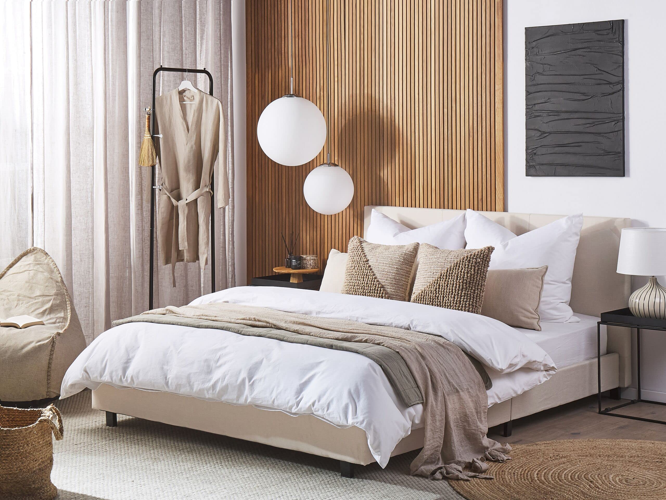 beliani-albi-polsterbett-160x200-beige-stoff-mit-lattenrost image 2