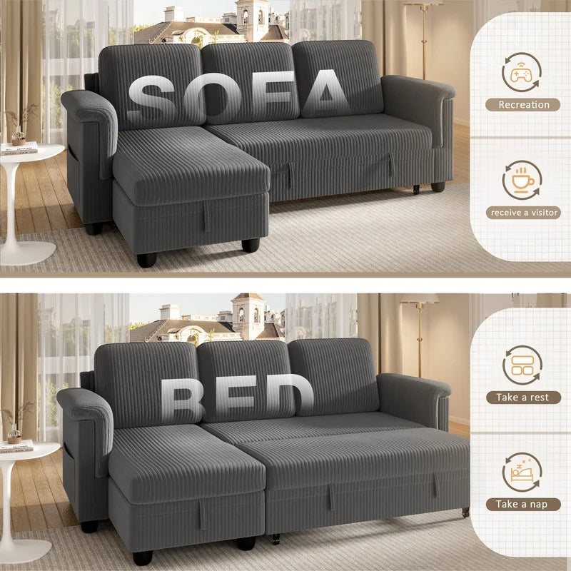 homall-sofa-ecksofa-schlafsofa-cord-beige-mit-bettfunktion image 5