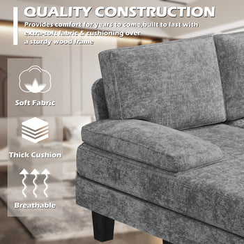 homall-sofa-u-sofa-ecksofa-grau-chenille-4-sitzer image 3