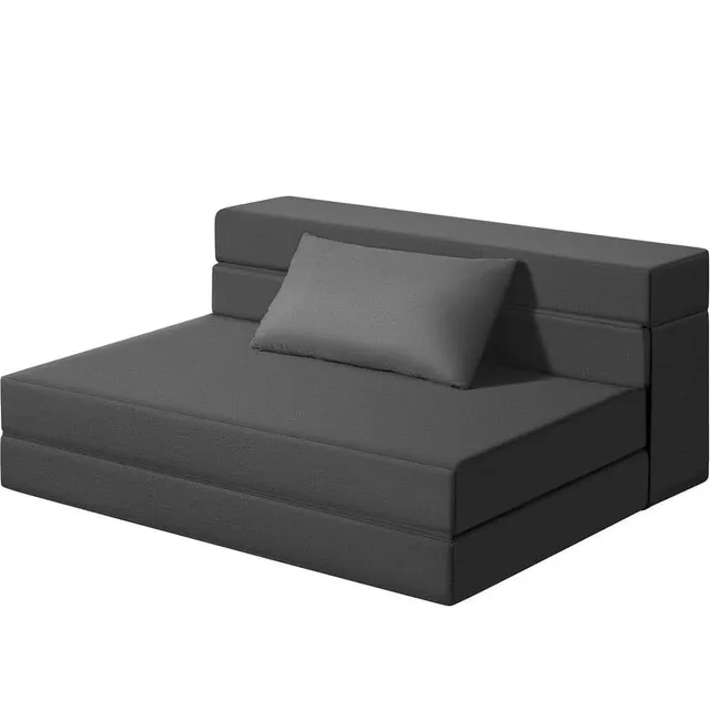 homall-sofa-klappsofa-beige-futon-schlafsessel-mit-kissen image 1