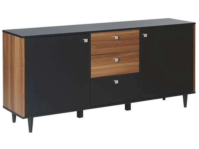 beliani-kuro-sideboard-schwarz-160cm-2-t-rig-3-schubladen image 1