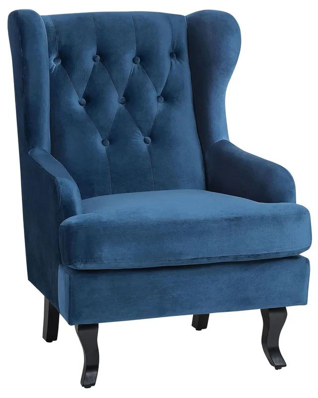 beliani-alta-ohrensessel-samt-blau-chesterfield image 1