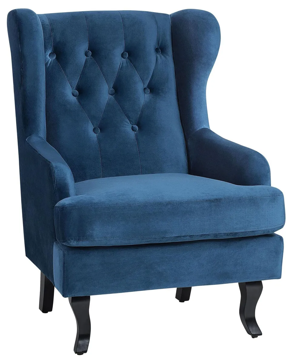 beliani-alta-ohrensessel-samt-blau-chesterfield image 1
