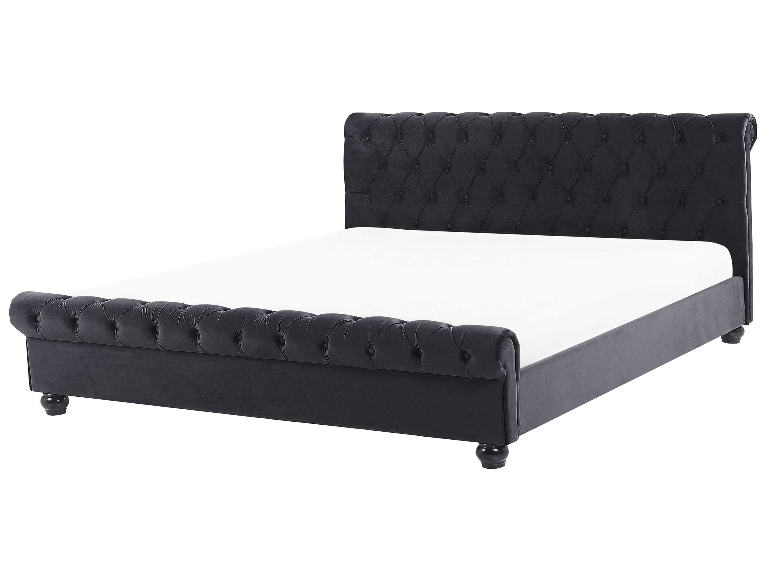 beliani-avallon-samtbett-schwarz-180x200-chesterfield image 1