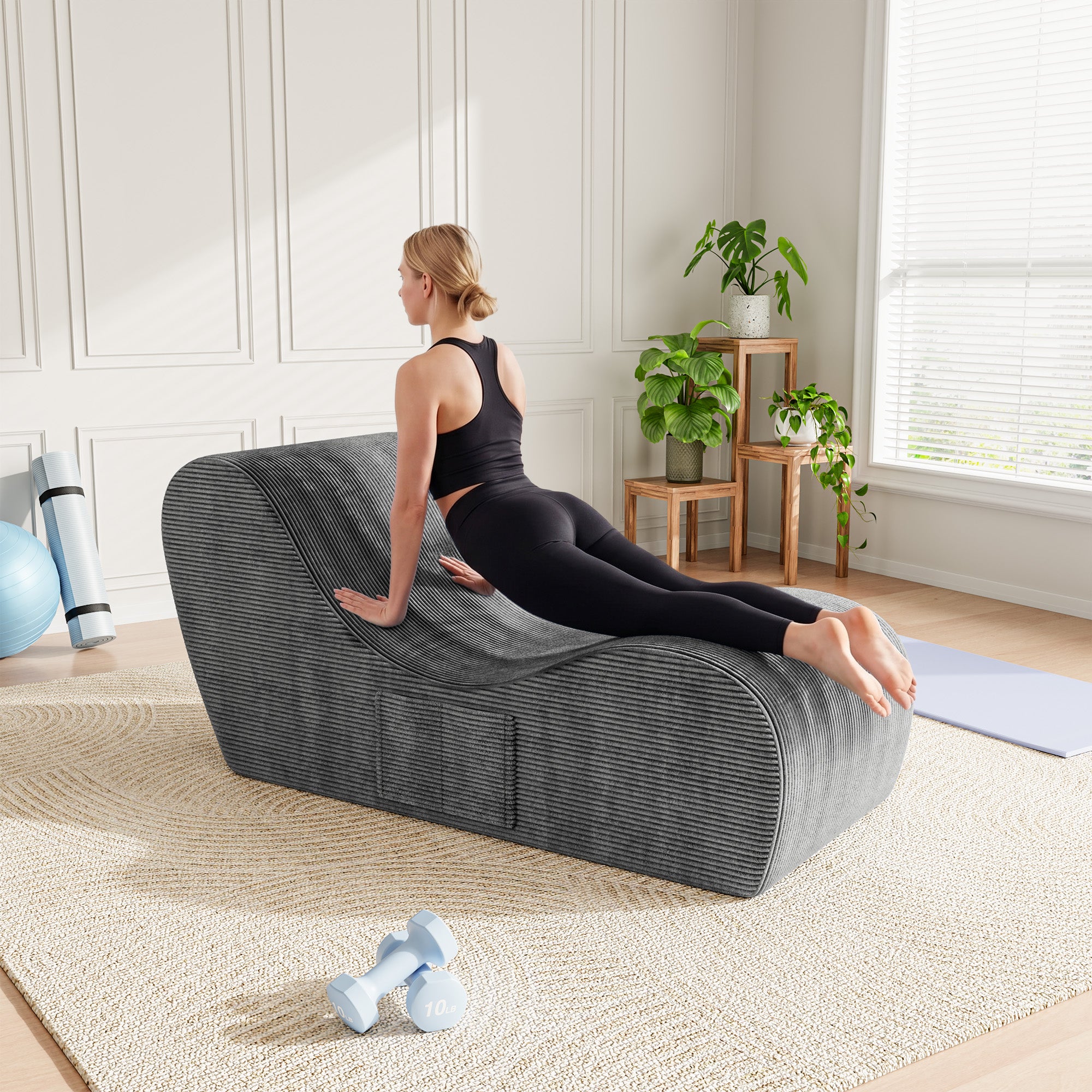 homall-recliner-chair-liegesessel-grau-cord-mit-kissen image 6