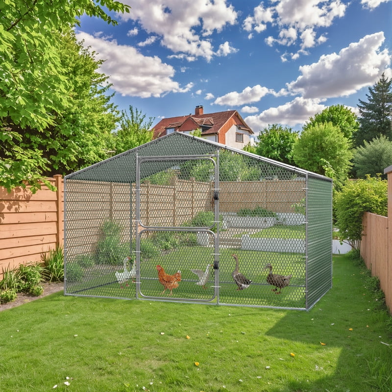 homall-patio-h-hnerstall-metallgehege-doppelt-r-mit-dach image 1