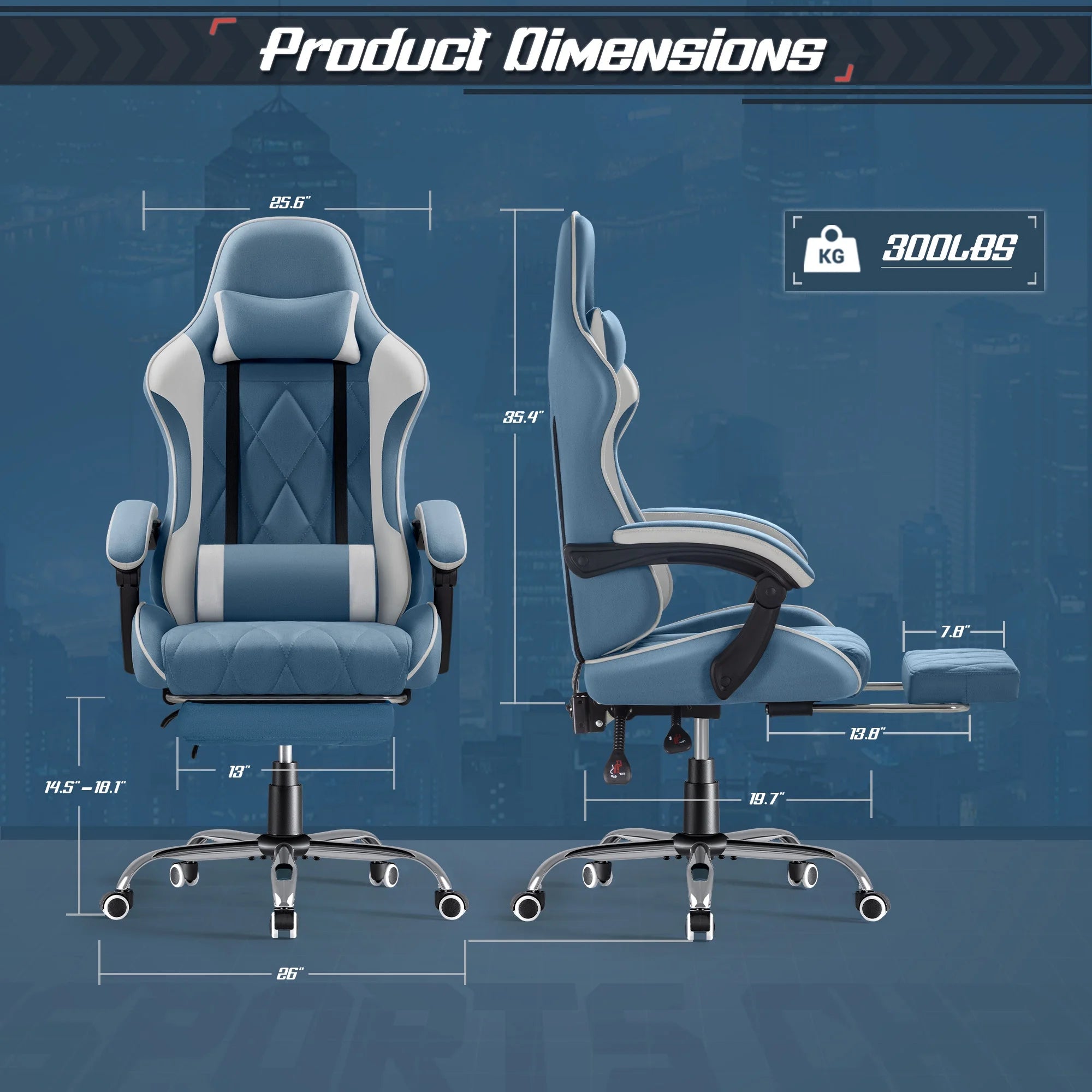 homall-gaming-chair-gaming-stuhl-stoff-gr-n-mit-fu-st-tze-2 image 5