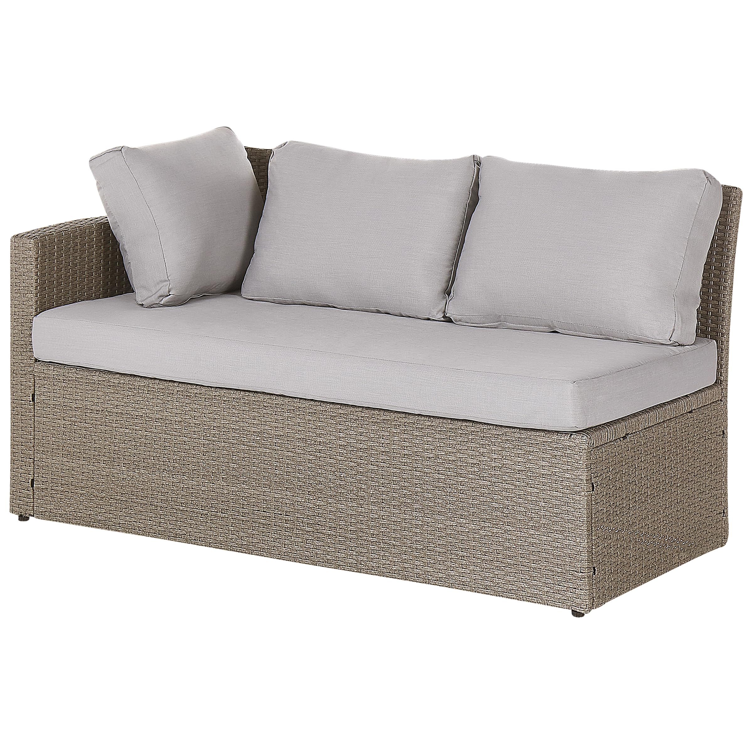 beliani-bardi-lounge-set-5-sitzer-taupe-polyrattan-graue-kissen image 8