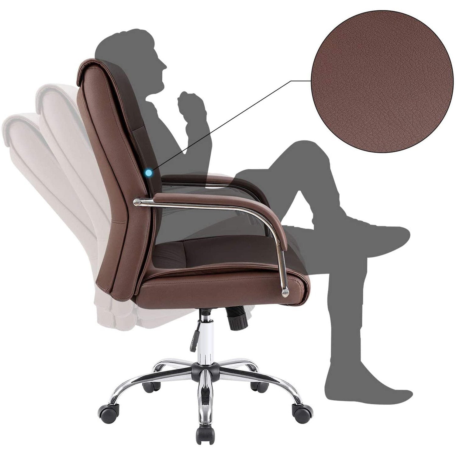 homall-office-leather-chair-chefsessel-braun-leder-h-henverstellbar image 5