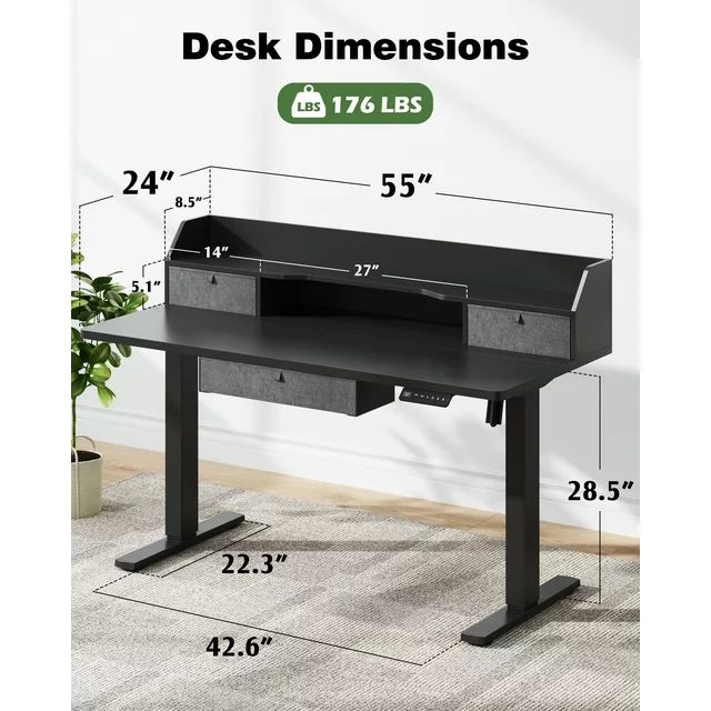 homall-standing-desk-stehschreibtisch-schwarz-140cm-elektrisch image 5