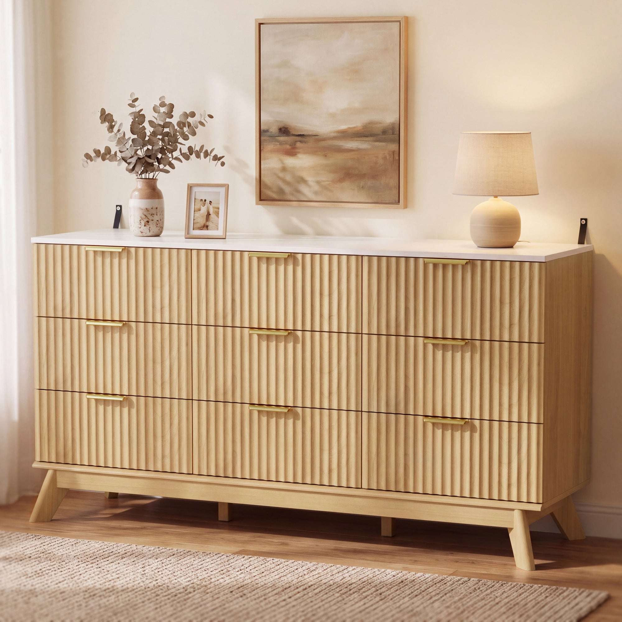 homall-bedroom-kommode-6-schubladen-wei-marmor-optik image 7