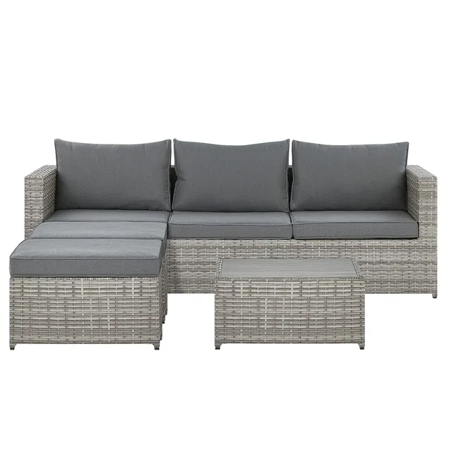 beliani-sabbia-lounge-set-polyrattan-rechts-grau-mit-ottomanen image 1