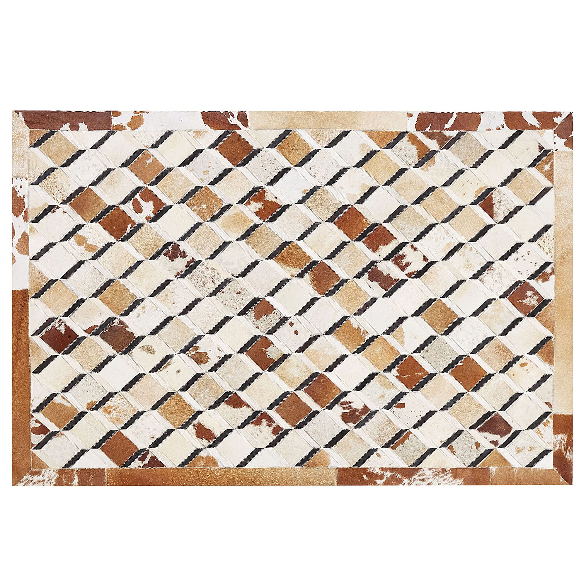 beliani-serinova-kuhfell-teppich-140x200-cm-braun-patchwork image 5