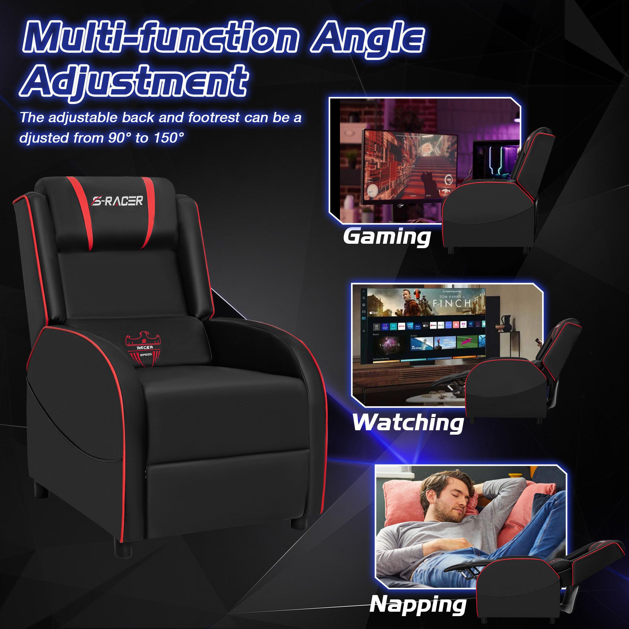 homall-gaming-recliner-sessel-kunstleder-rot-mit-massage image 4
